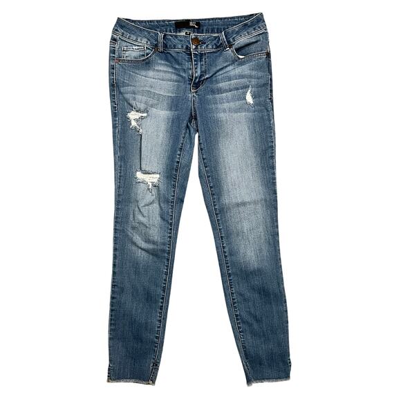 1822 Denim High Rise Distressed Cropped Slim Fit Stretch Jeans Womens Size 28 - Picture 1 of 8